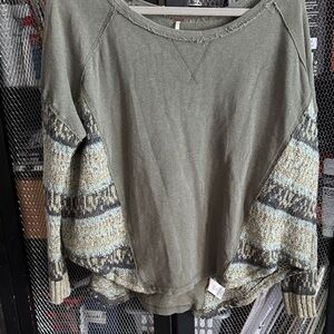 FP Movement by Free People Sage Tunic with Patterned Sleeves